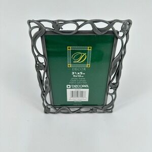 Decorel Art Nouveau Pewter Tone Metal Floral Vine 3.5x5 Photo Picture Frame